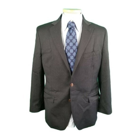 Brooks Brothers 41S Blue Stripe Fitzgerald Suit Jacket 100% Wool 2 Button 1 Vent - Picture 2 of 6